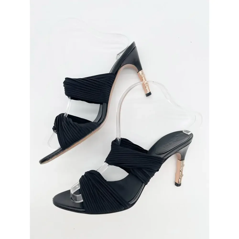 Gucci Vintage Retro 2004 Tom Ford Black Jersey Bamboo Heel Mule Sandals 7.5